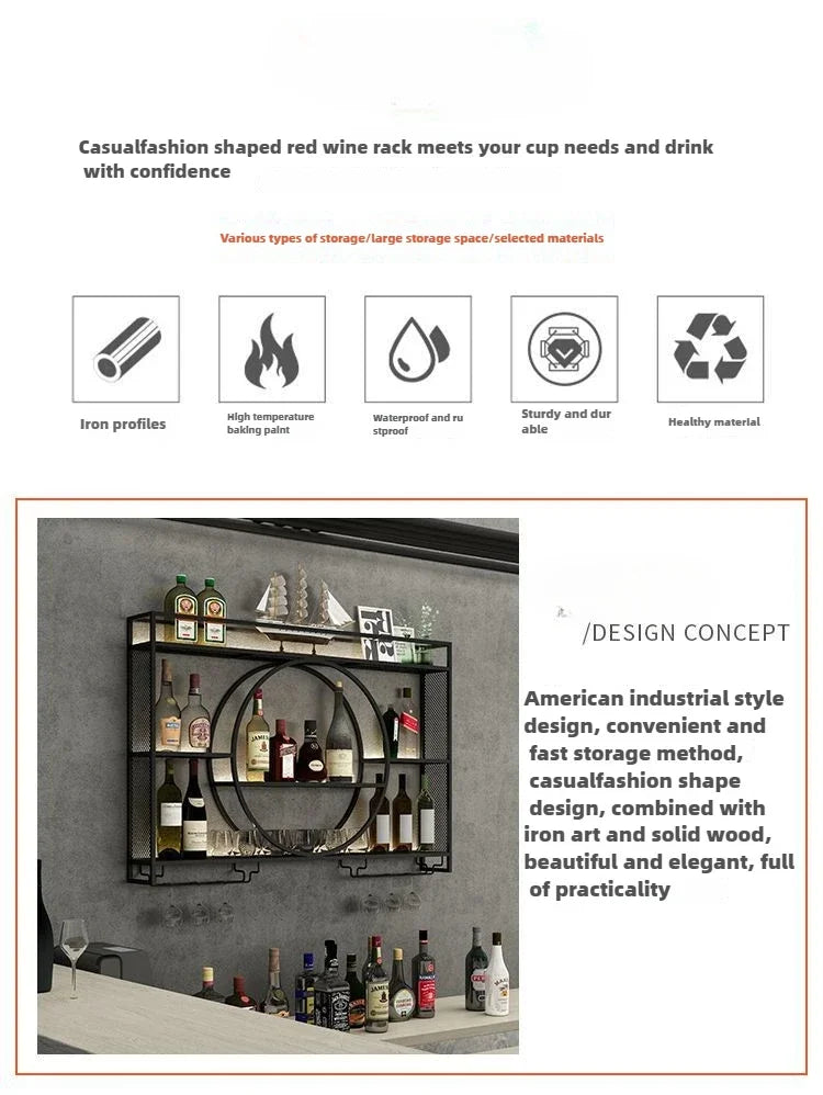 Wall Mount Wine Rack Bottle Wine Bar Cabinet Holder Adapt Single Miniature Black Cup Glass Storage Wine Cabinet Decor Szafeczki