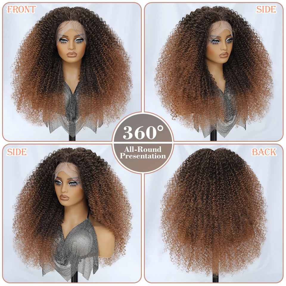 Lace Front Wigs 24 Inch Synthetic For Afro Women Chocolate Brown Lace Front Wigs For Female Curly Lace Front Wigs With Baby Hair