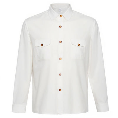 Men's Cotton Linen Shirts Turn Down Collar Solid Hawaiian Shirt Lightweight Breathable White Shirt Casual Large Size Streetwear