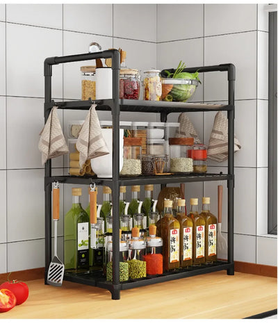2/3Layer Kitchen Storage Shelf High-capacity Easy To Install Seasoning Rack PP Material Modern Minimalism Kitchen Furniture