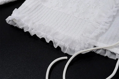 Fashion Y2K Ruffle Tiered Mini Skirts Co-ord Sets Elegant Outfits Tie Front Tops and Skirt 2 Piece Matching Sets Skirt Sets