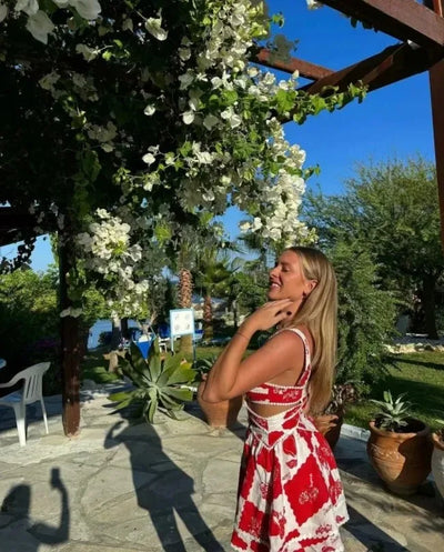 Mini Dress A- Line With Printed Tank Top Women's Fashion European And American Style Sleeveless Mini Dresses