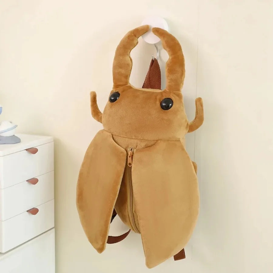 Cicada Plush Backpack Kid School Bag Cute Lifelike Insect Plushie Doll Cartoon Beetle Bag Soft Animal Plush Toy Birthday Gift