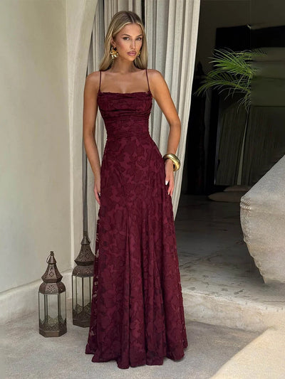 JULISSA MO Sexy Backless Chiffon Bandage Women Maxi Dress Spaghetti Strap Floral Dress Summer Skinny Elegant Party Evening Dress