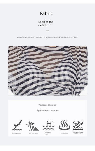 2025 New Arrival Sexy Swimsuit Women's Summer Push up Stripes Siamese Triangle Bikini Long Sleeves Blouse Flab Hiding Vacation
