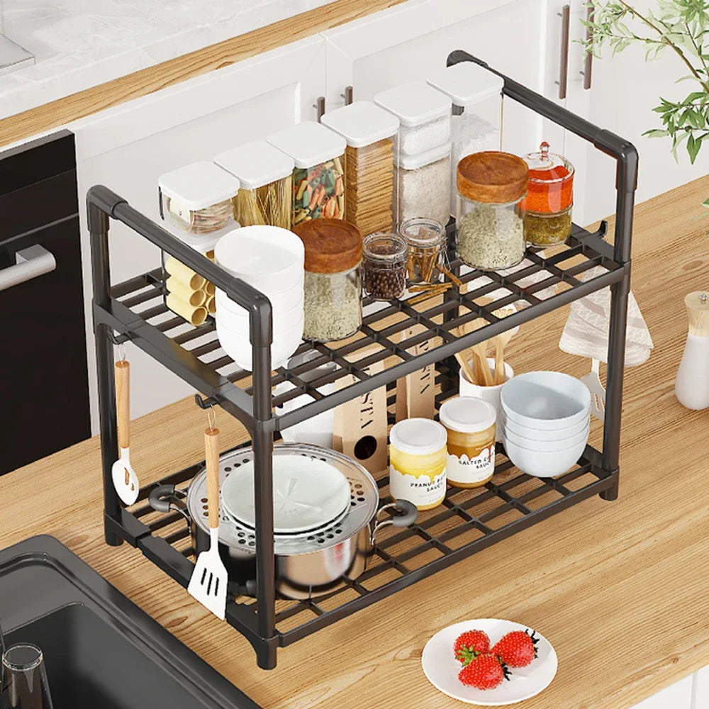 2/3Layer Kitchen Storage Shelf High-capacity Easy To Install Seasoning Rack PP Material Modern Minimalism Kitchen Furniture