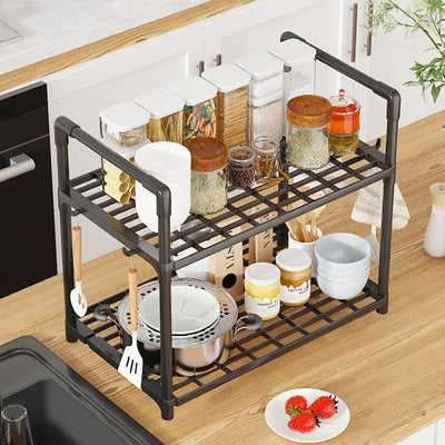 2/3Layer Kitchen Storage Shelf High-capacity Easy To Install Seasoning Rack PP Material Modern Minimalism Kitchen Furniture