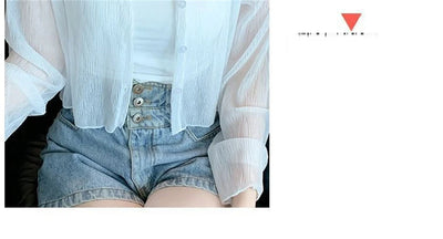 Ice silk sun protection clothing for women in summer, thin chiffon cardigan with camisole skirt, outer cover, small shawl jacket