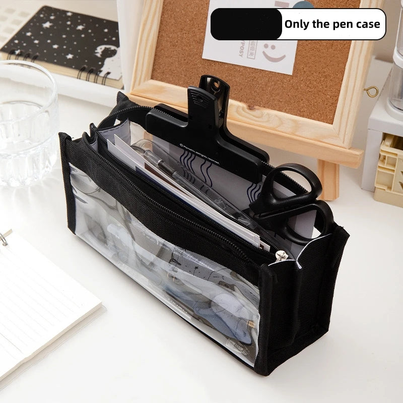 6-layer PVC transparent pencil bag Student Large capacity stationery bag School supplies storage bag Waterproof color pen case
