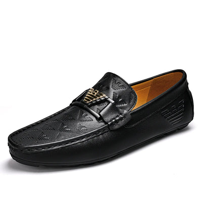 High-end Top-grain Cowhide Korean-style Bean Shoes, Men's Genuine Leather Breathable Business Casual Leather Shoes, Men's Shoes