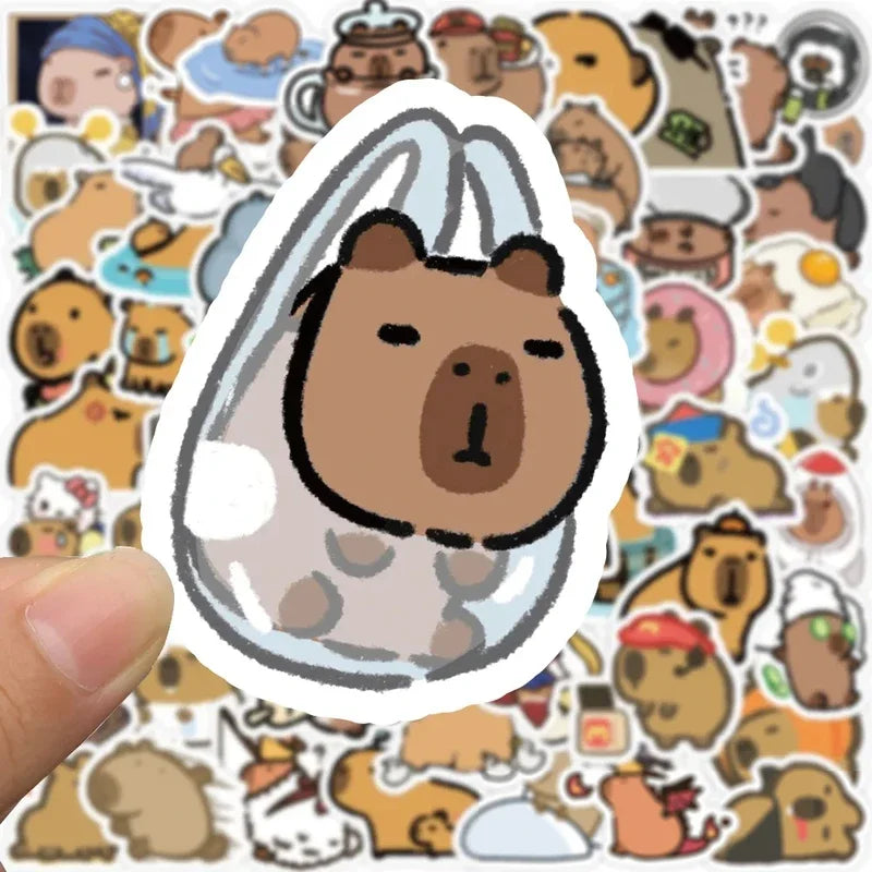 10/30/50pcs Cute Cartoon Animal Capybara Stickers Decals for Laptop Fridge Notebook Diary Funny Decoration Sticker Kids Toys
