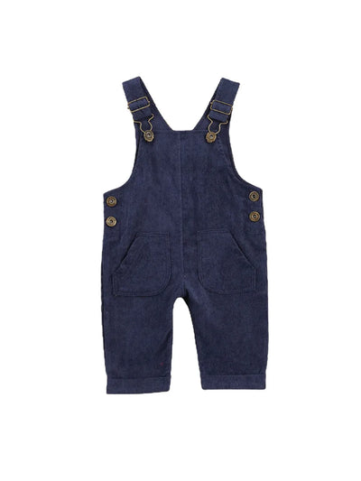 0-24months Unisex Baby Suspender Pants Jumpsuit With Buttons Fit Solid Color Overalls For Toddler Boys And Girls