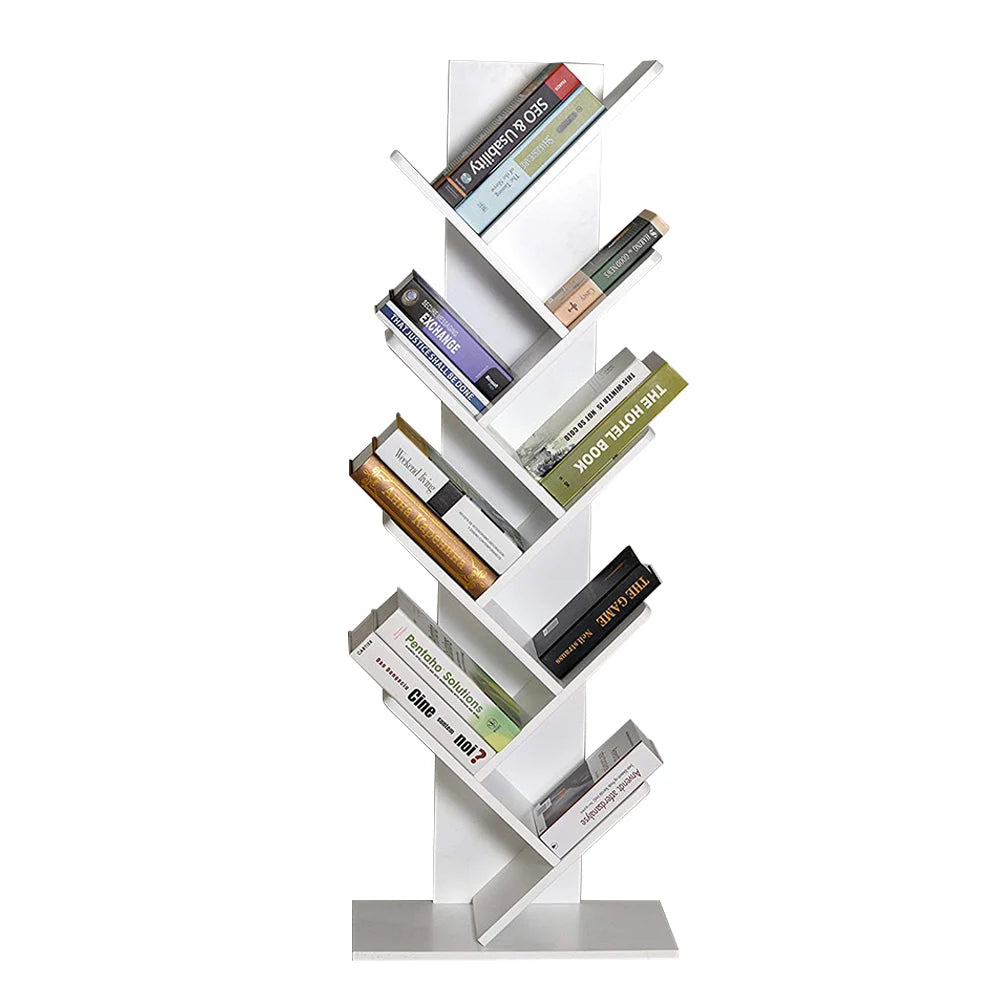 Rustic Standing Tree Bookshelf Wood Display Rack For Home Office Decoration Storage Organizer Shelf Bookcase