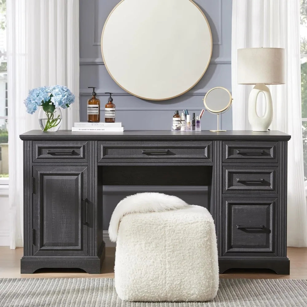 Large Computer Desk with Drawers, Embossed Texture Home Office Desk, Workspace for Work Study Writing