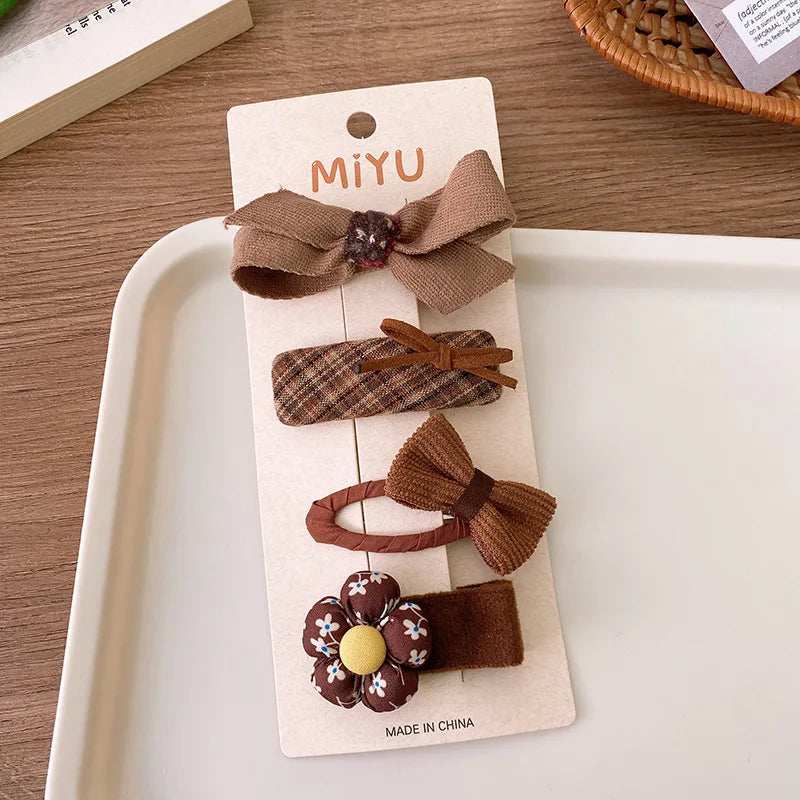 Korea Fashion Coffee Warm Color Basic Snap Baby Hair Drop Clips Wool Knit Hair Clamp Pins Hairpins Kid Girls Cotton BB Barrettes