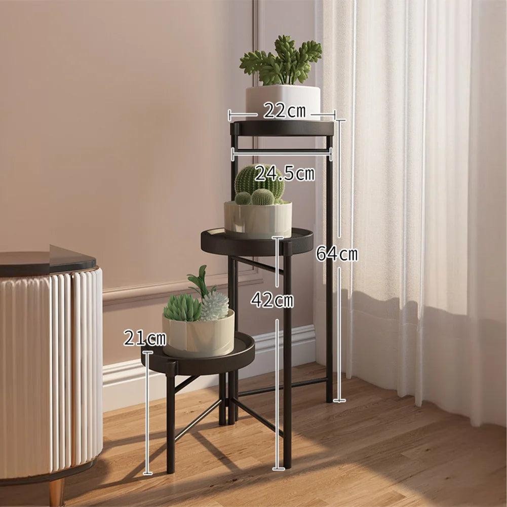 Foldable Corner Plant Stand Indoor Outdoor Tiered Plant Shelf Foldable Flower Holder Display Rack for Garden Patio Balcony