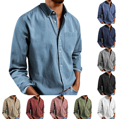 Loose Shirts Men'S Lightweight Long Sleeved Shirt Spring Summer Men'S Casual Cotton Linen Solid Color Long Sleeve Shirts
