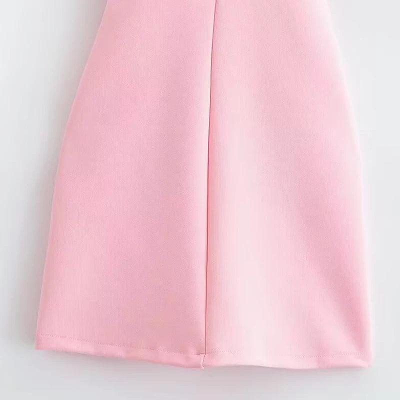 TRAF 2025 Womens Dresses Pink Slip Mini Dress Woman Summer Backless Short Dresses for Women Hollow Out Casual Women's Dresses