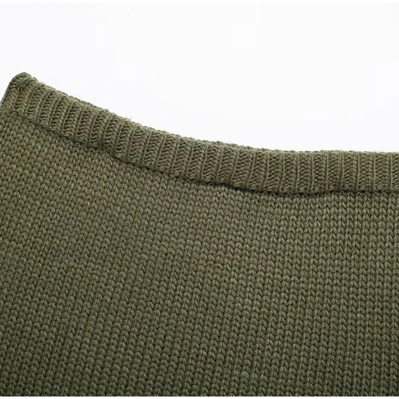 Fashion Knitted Cardigan Mini Skirt Sets Women Greenl Long Sleeve Single-breasted Sweater 2 Piece Set Lady All-matching Outfit