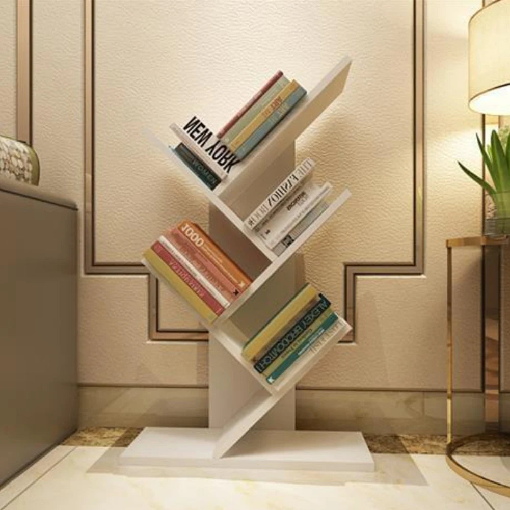 Rustic Standing Tree Bookshelf Wood Display Rack For Home Office Decoration Storage Organizer Shelf Bookcase