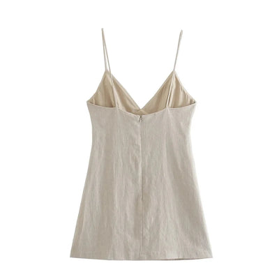 Nlzgmsj  2024 Women Chic Fashion Sleeveless Lnlay Mini Dress Vintage Thin Straps Summer Female Dresses Vestidos Mujer