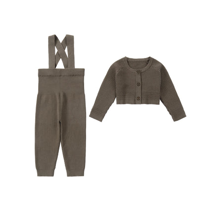 AP Baby British Knit Coordinate Collection Baby Kids Modal Romper Cute Knitting Cardigan and Overalls Pants