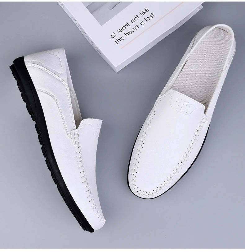 2023 Genuine Leather Mens Loafers Moccasins Shoes Designer Men Casual Handmade Formal Slip on Male Boat Shoes Zapatillas Hombre