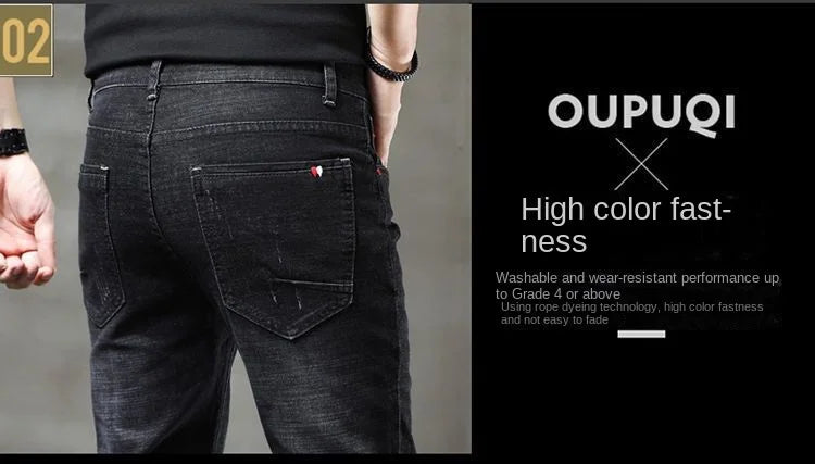 Warm Fleece Pants Winter Man Cowboy Man Thermal Fleece Lined Black Korean Fashion Slim Thicken Plush Wool Boot Cut Jeans Men