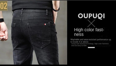 Warm Fleece Pants Winter Man Cowboy Man Thermal Fleece Lined Black Korean Fashion Slim Thicken Plush Wool Boot Cut Jeans Men