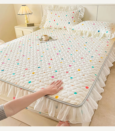 2025 New Single Bed Hat Korean Lace Bed Sheet Cover Chiffon Princess Wind Ins Cotton Four Seasons Bedspread Protective Cover