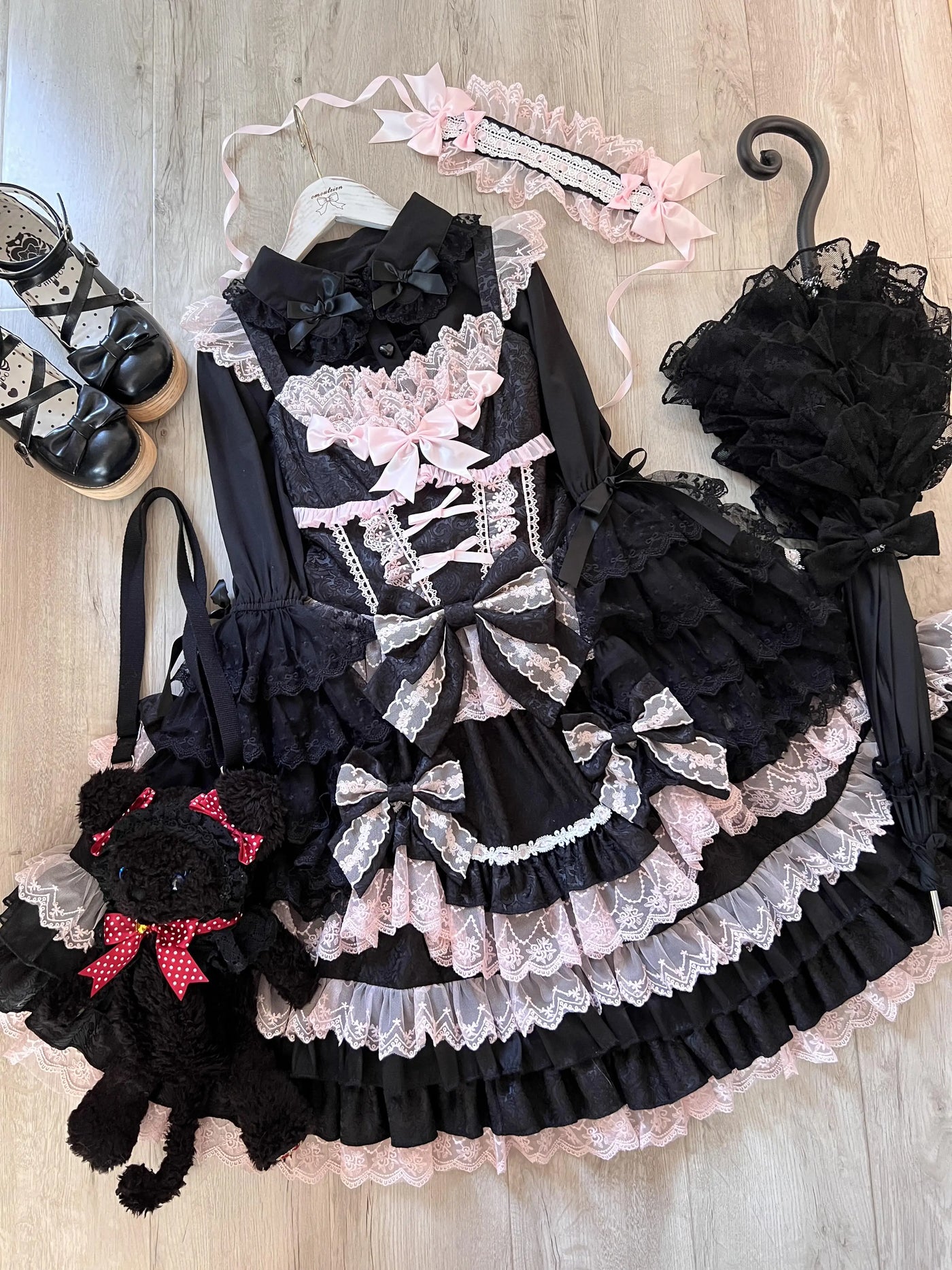 Original Lolita Dress Set Doll Feeling Girl Women's Sweet Jsk Suspender Dress Princess Fairy Lace Bow Sling Cake Dresses