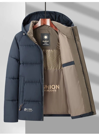 2024 Autumn and Winter New Fashion Trend Thick Warm Hooded Cotton-Padded Jacket Men's Casual Loose Comfortable Plus Size Coat