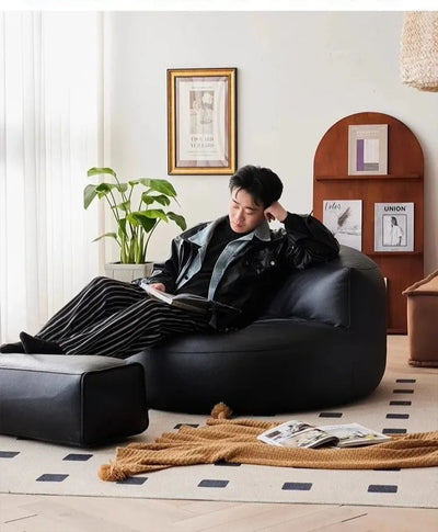 Lazy Sofas Living Room Single Sofa Modern Design Sofa for 1 Person Can Lie Down Beanbag Tatami Thickened Leather Home Furniture