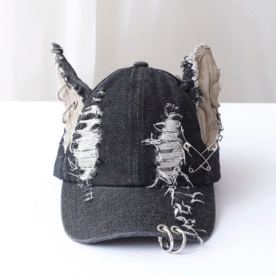 NEW y2k Hot Girl Graffiti Jeans Rabbit Ears Cowboy Baseball Hat Wash Graffiti Hip Hop Cap Women Men Party Team Baseball Cap