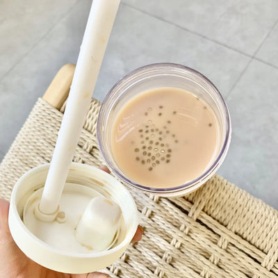500ml 850ml Large Capacity Cartoon Bear Water Bottle Plastic Drinking Cups Juice Milk Tea Coffee Straw Cups for Students