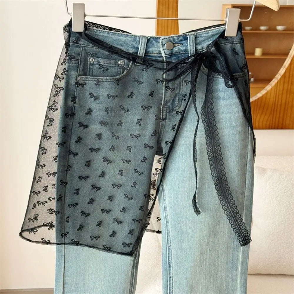Embroidered Flower Lace Mini Skirt