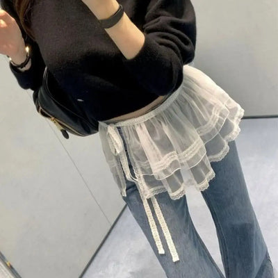 Embroidered Flower Lace Mini Skirt