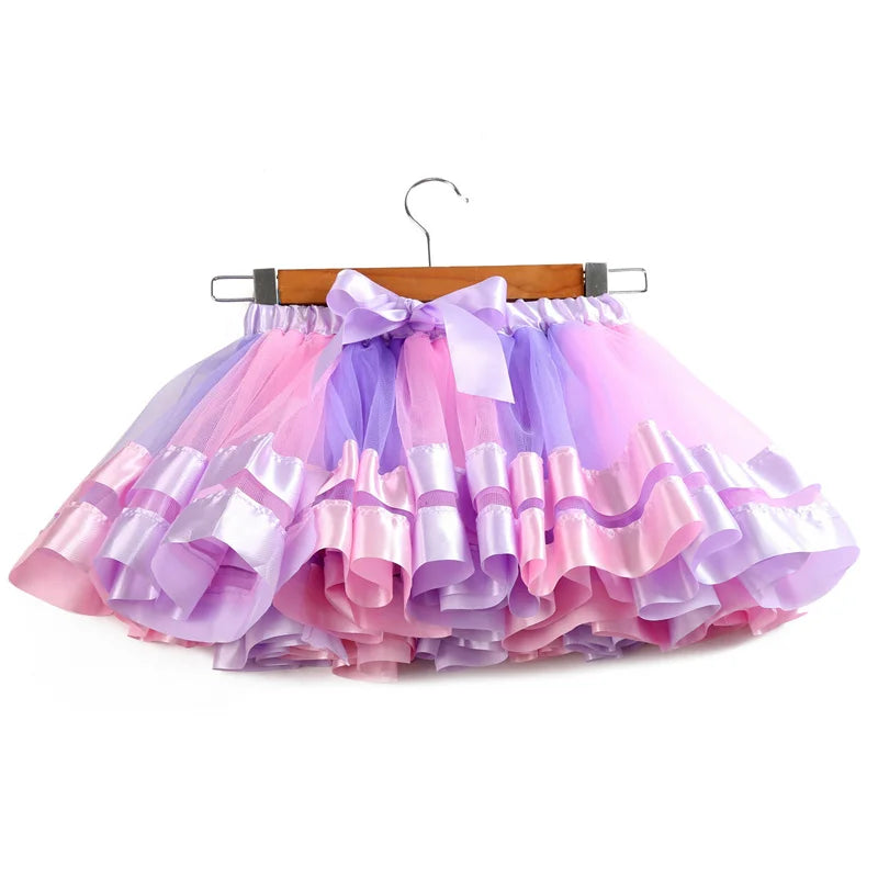 Baby Tutu Skirt Infant Girls Colorful Rainbow Tulle Skirt Princess Mini Dress Children Clothing Pettiskirt Toddler Cloth