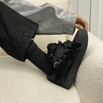 Thick-Soled Dad Shoes Men/women 2025 Summer Autumn Lace Up Clunky Sneaker Casual Skateboard Shoes Mixed Color Sport Shoes