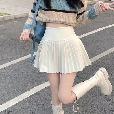 Women's High Waist Pleated Mini Skirt Summer A-Line White Anti Slip Design Skirt for Petite Figure Flattering Y2k Kawaii Skirts