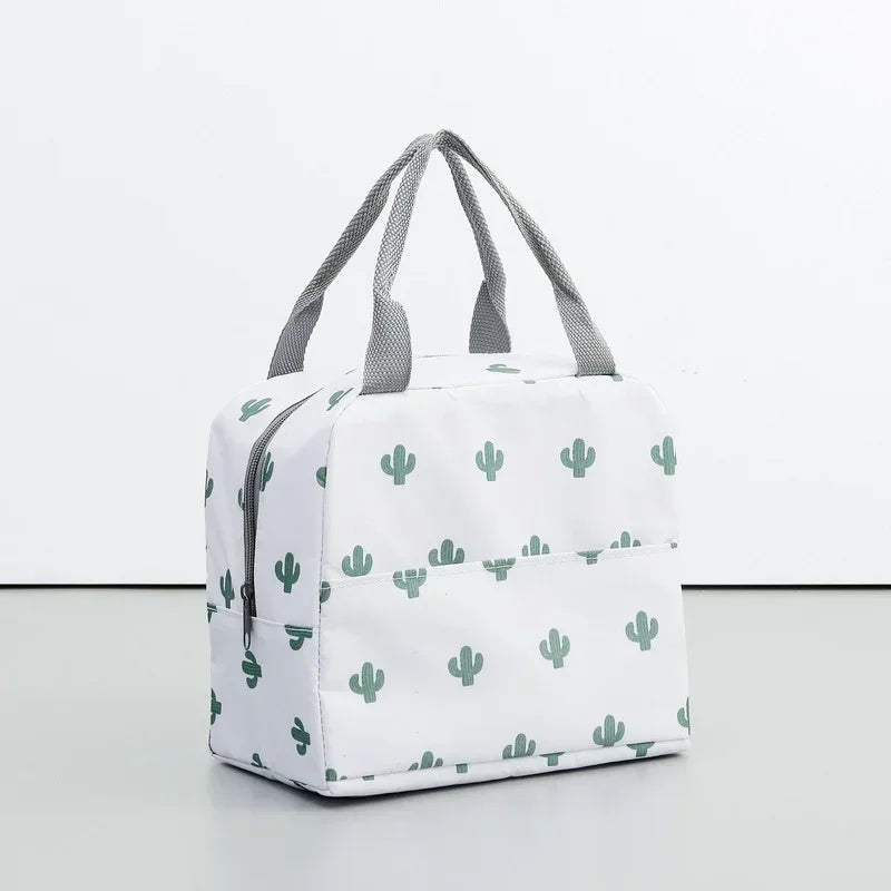 Functional Pattern Cooler Lunch Box Portable Insulated Canvas Lunch Bag Thermal Food Picnic Lunch Bags For Women Kids