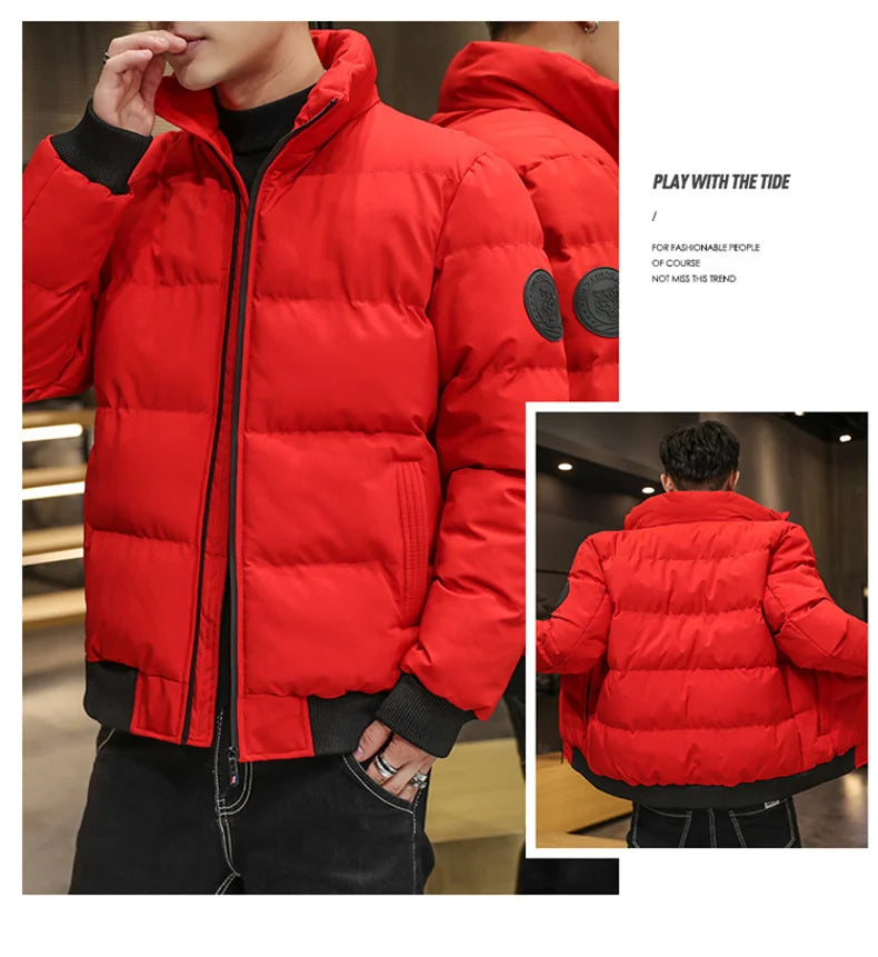 Autumn and winter standing collar cotton jacket men's thick warm fashion jacket casual jacket warm cotton jacket winter clothing