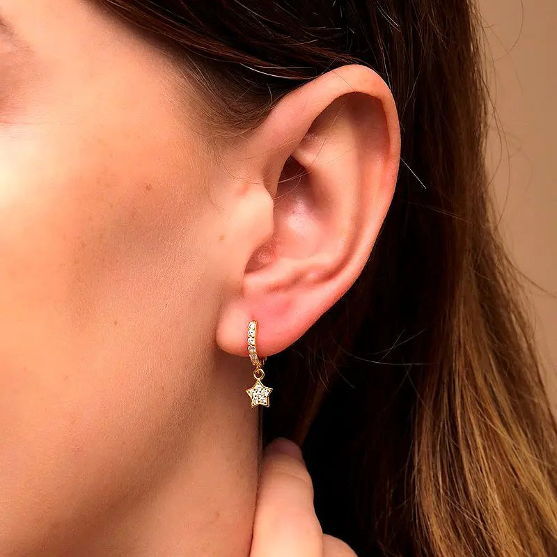 925 Sterling Silver Needle Little Huggies Hoop Earrings for Women Tiny Crystal Zirco Pendant Cartilage Earrings Piercing Jewelry