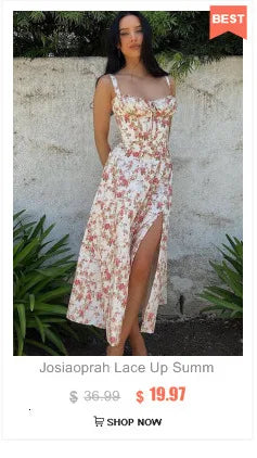 Josiaoprah Holiday floral dress lace up women's summer sundress A-line Spaghetti Strap dress Prairie chic ladies vestidos