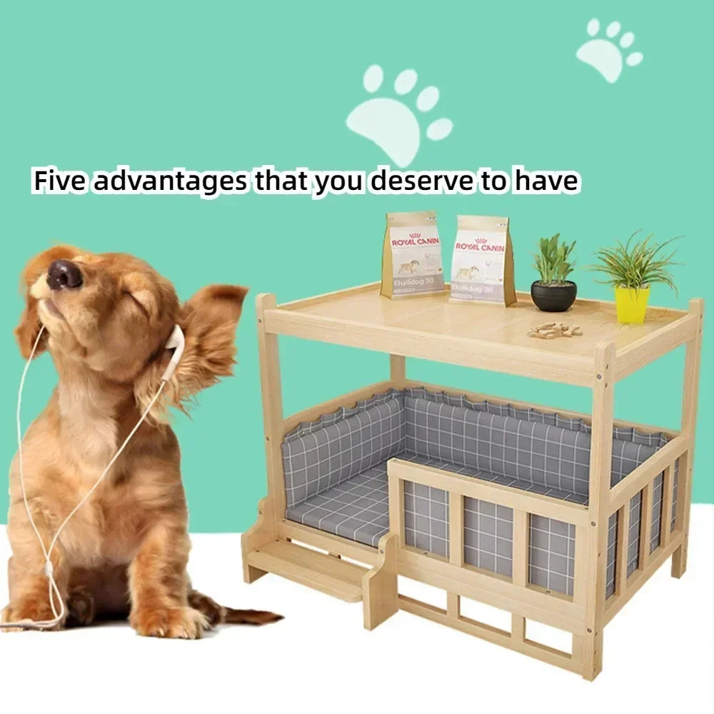 Simple Wooden Dog Bed Multifunctional Bedside Dog House Environmentally Friendly Practical Pet Bed Domestic Wooden Bedside Table