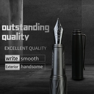 Titanium Nib Black Samurai Fountain Pen 0.5mm Nib Tree Texture Metal Fountain Pen Refillable Smooth Ink Pens Writing Supplies