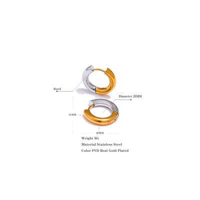 Yhpup  Chic Stainless Steel Geometric Round Hoop Earrings Women Gold Silver Color Charm Trendy Fashion Temperament Jewelry