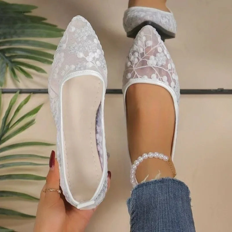 Women Flat Shoes 2025 New Summer Flat Sneakers Women Mary Jane Shoes Breathable Mesh Ballet Loafers Shoes Zapatos De Mujer