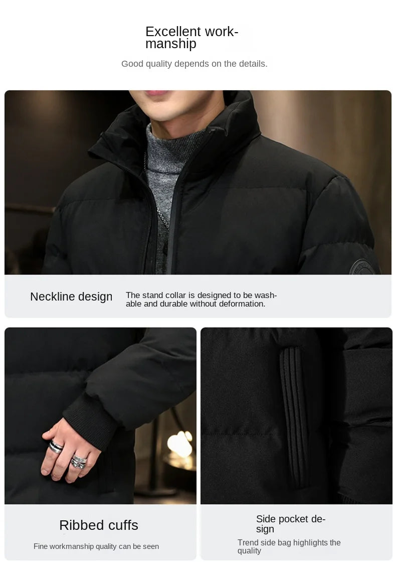 Autumn and winter standing collar cotton jacket men's thick warm fashion jacket casual jacket warm cotton jacket winter clothing