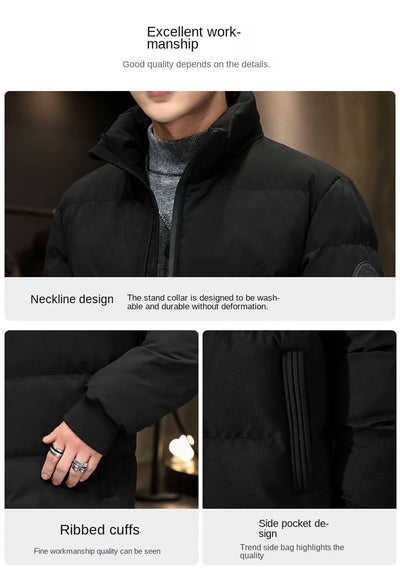 Autumn and winter standing collar cotton jacket men's thick warm fashion jacket casual jacket warm cotton jacket winter clothing